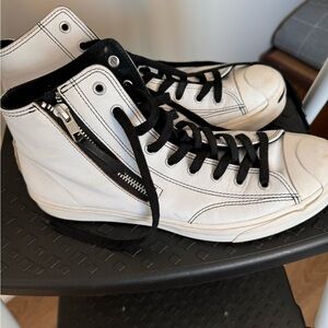 Jack Purcell for Converse white leather with zipper detail.